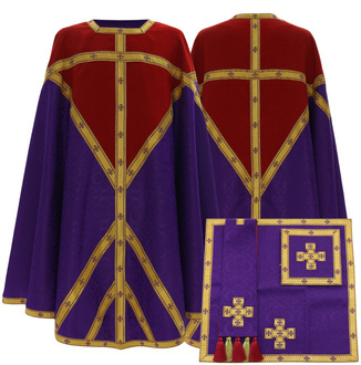 Conical Chasuble of St. Thomas Becket style C074-FC25 violett/rot \  ungefüttert, ALLE PRODUKTE \ KASELN \ Conical Kaseln