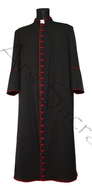 Black cassock with red trim - in stock, shipping in 24h